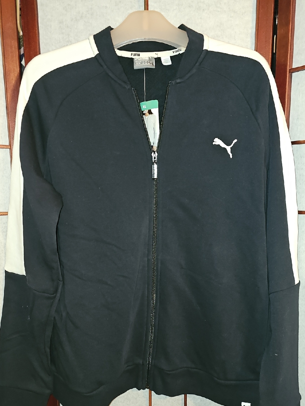 Puma Black with White Stripe Full-Zip Track Jacket